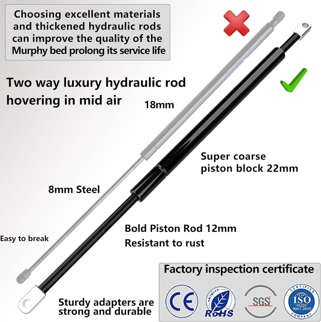 (Horizontal,Full/Full XL) Create A Luxurious Bed Easy Murphy Bed Hardware Kit, Hover in Mid Air Hydraulic Rod Gas Spring System Folding Wall Bed Hidden on The Wall