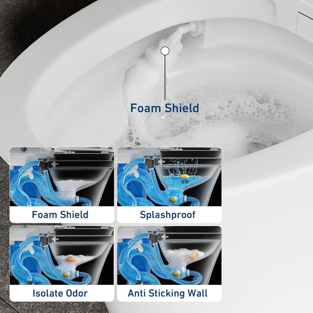 Luxsury Smart Toilet with Bidet Built-In, Bidet Toilet with Foam Shield, Deodorization, Elongated Heated Seat & Auto Flush, ADA Height, Instant Warm Water, Air Dryer, Night Light