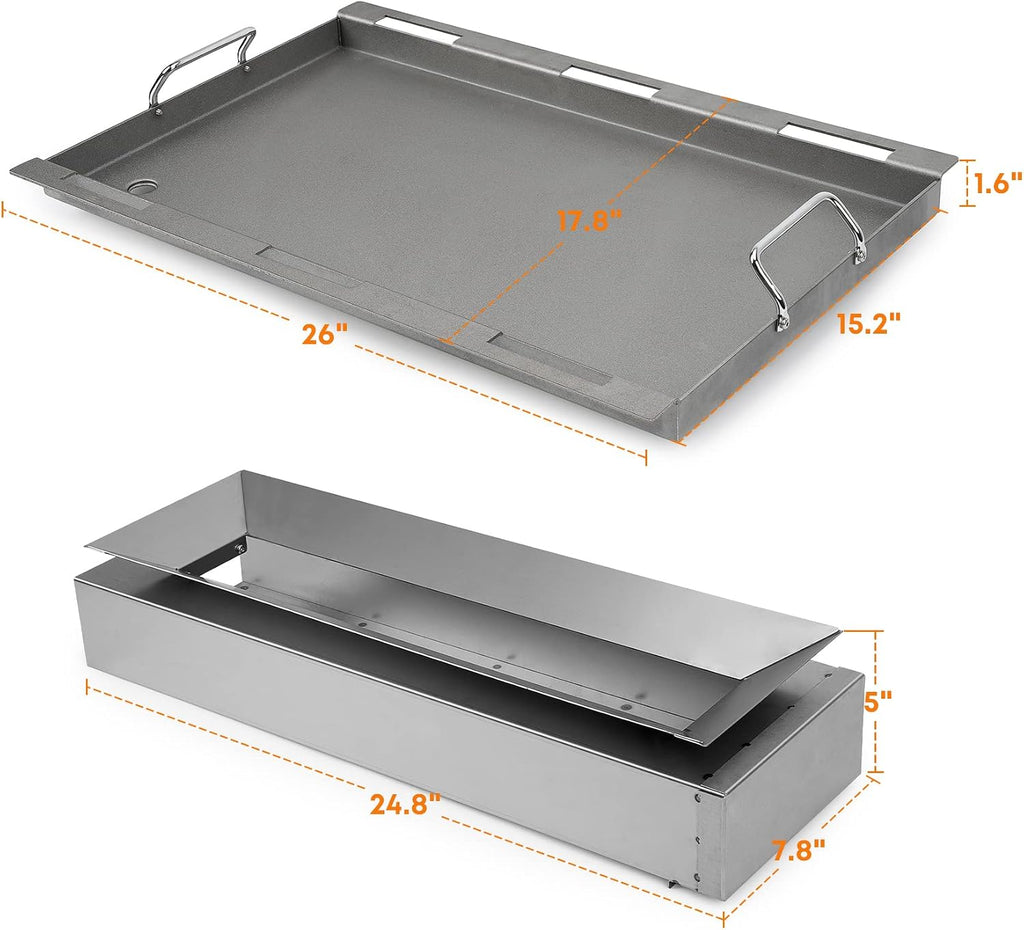 Stanbroil Flat Top Griddle with Manifold Kit, Grill Griddle Insert for Masterbuilt Gravity Series 1050 Digital Charcoal Grill and Smoker Combo MB20041220 MB20041320, Replacement for MB20181622