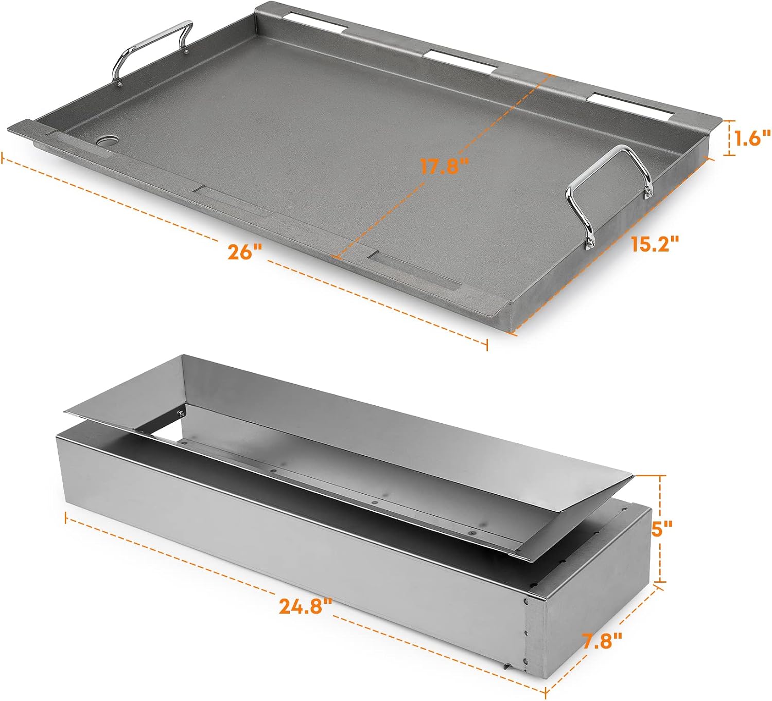 Stanbroil Flat Top Griddle with Manifold Kit, Grill Griddle Insert for Masterbuilt Gravity Series 1050 Digital Charcoal Grill and Smoker Combo MB20041220 MB20041320, Replacement for MB20181622