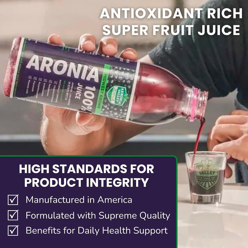 100% Aronia Berry Juice - Highest Antioxidant Superfood | 16 Fl Oz (Pack of 12) 110 Servings | Gluten-Free, No Sugar, Non-GMO Chokeberry Juice
