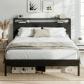 LIKIMIO Full Bed Frame with Headboard, Dark Wood Camas Full with Strong Supports, Sturdy, Noise-Free, No Box Spring Needed, Classic Black