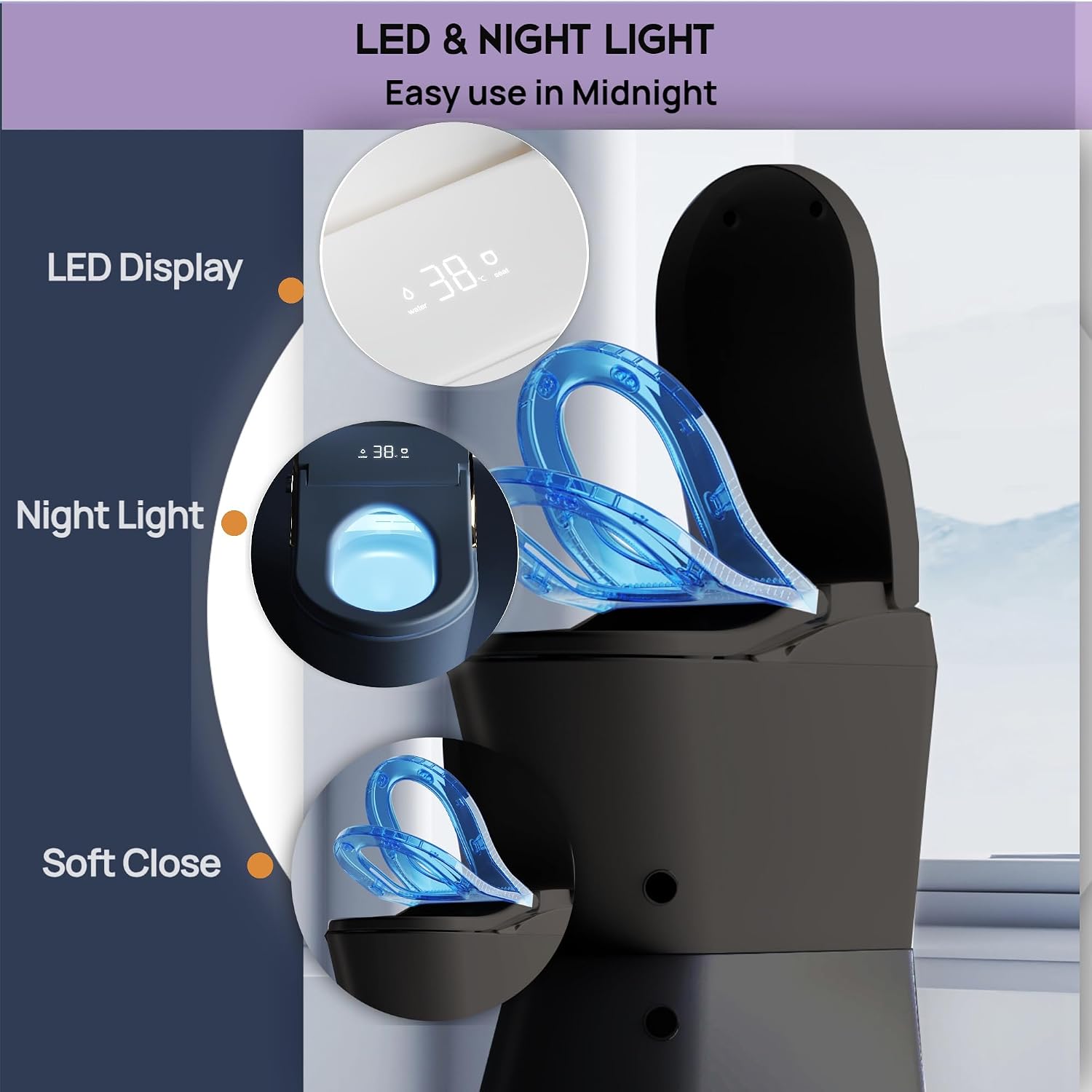 KEIKI Tankless Smart Toilet with Bidet, Auto Open/Close, Auto Flush, Heated Seat, Instant Warm Water & Dryer, Comfort Height 17.5', 1.28 GPF