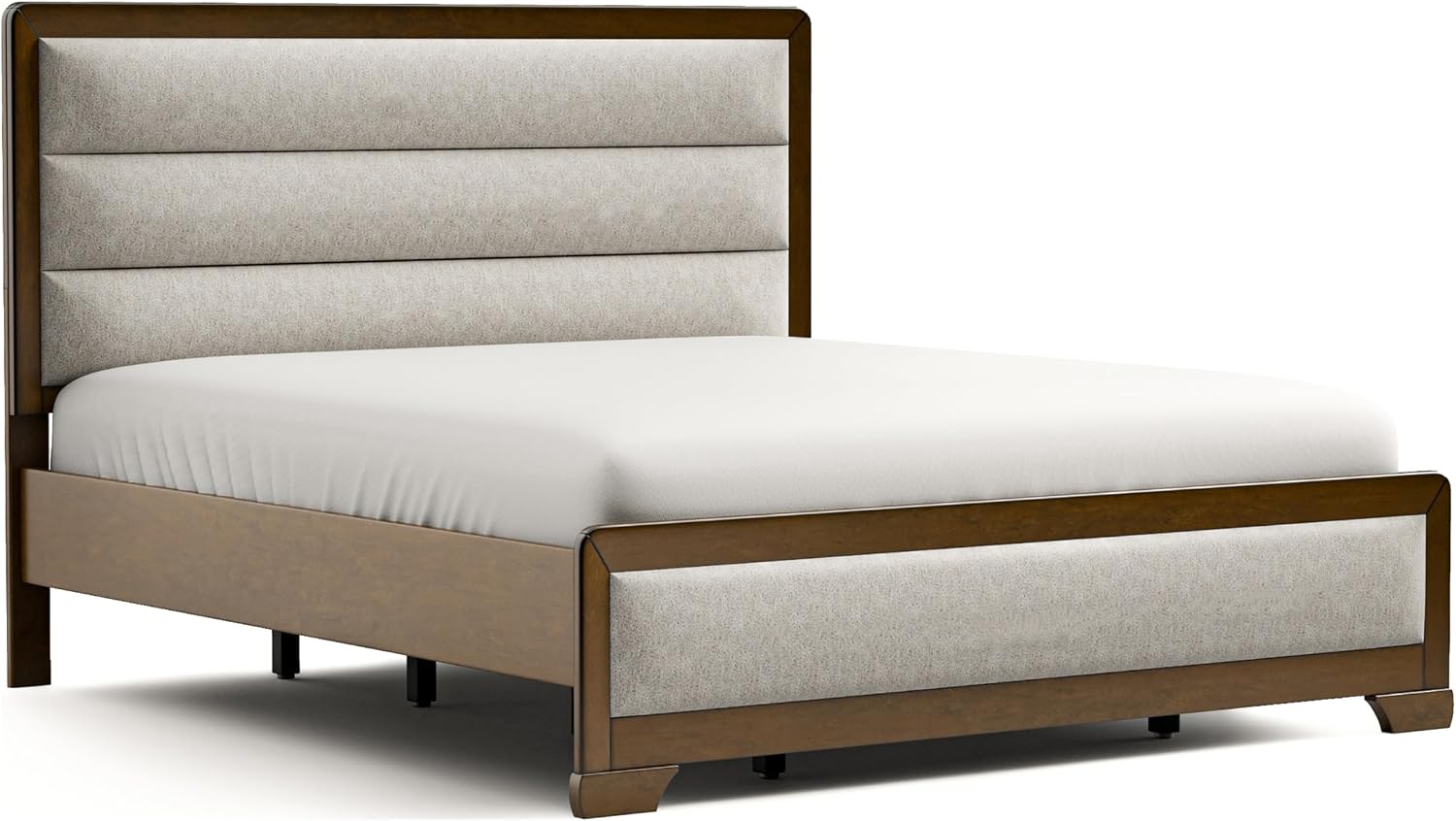 Furniture of America Johan Transitional Solid Wood 5-Piece Queen Panel Bedroom Set with 2 Nightstands, Box Spring Needed, Brown and Light Gray