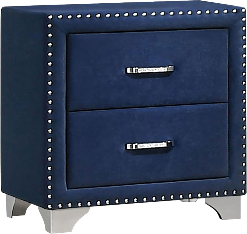 Coaster Home Furnishings Melody Modern Classic 4-Piece Bedroom Set Velvet Upholstered California King Size Wingback Bed Frame 66-inch Headboard Pacific Blue 223371KW-S4