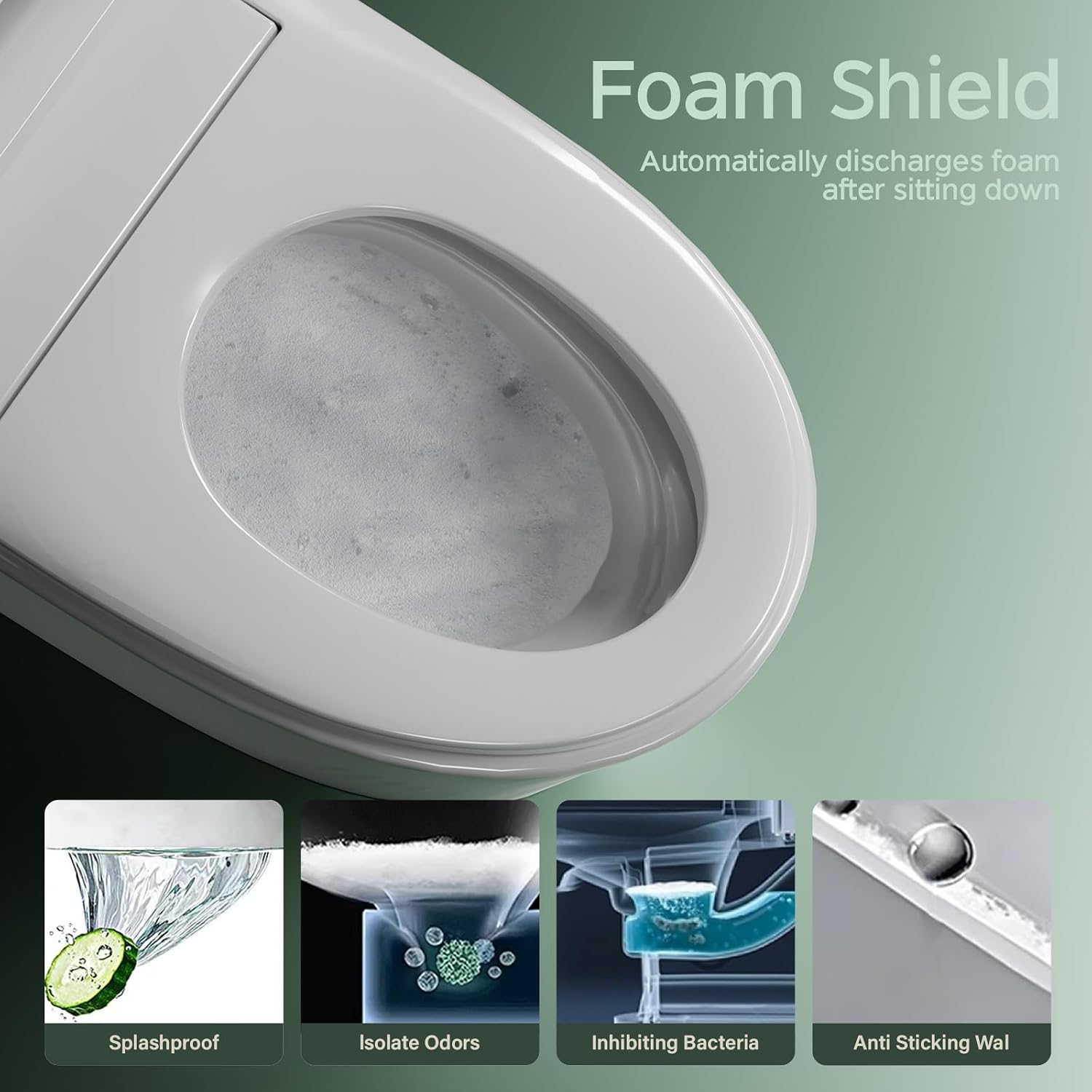 Smart Toilet with Bidet Built In ADA Height 17.7', One Piece Tankless Bidet Toilet with Auto Open Close, Foam Shield, Voice Control Modern Elongated Toilet with Heated Seat, Warm Water & Dryer