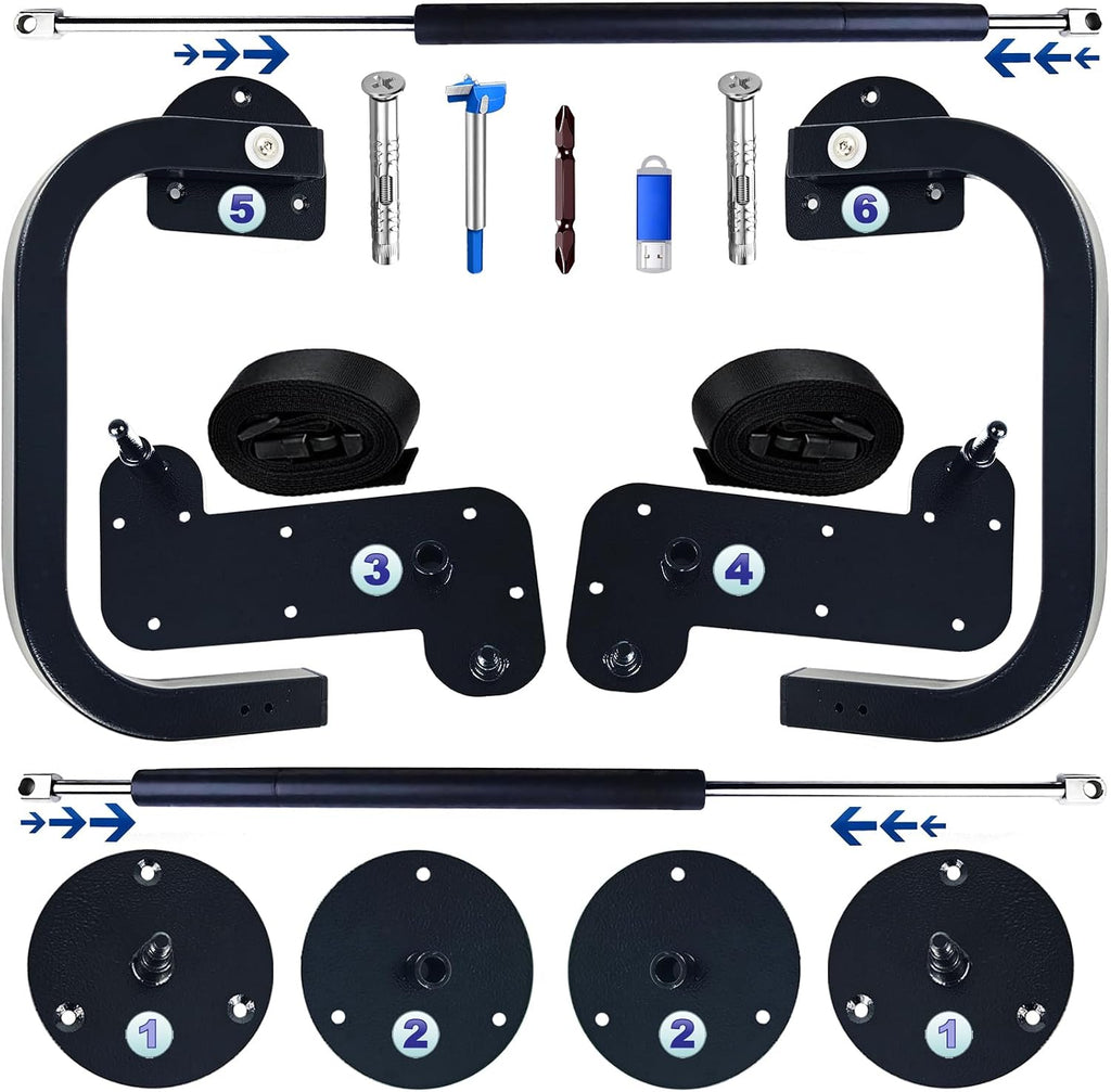 Create A Luxurious Bed Murphy Bed Hardware Kit, Hover in Mid Air Hydraulic Rod Gas Spring System (Horizontal, Twin/Twin XL/Narrow Twin)