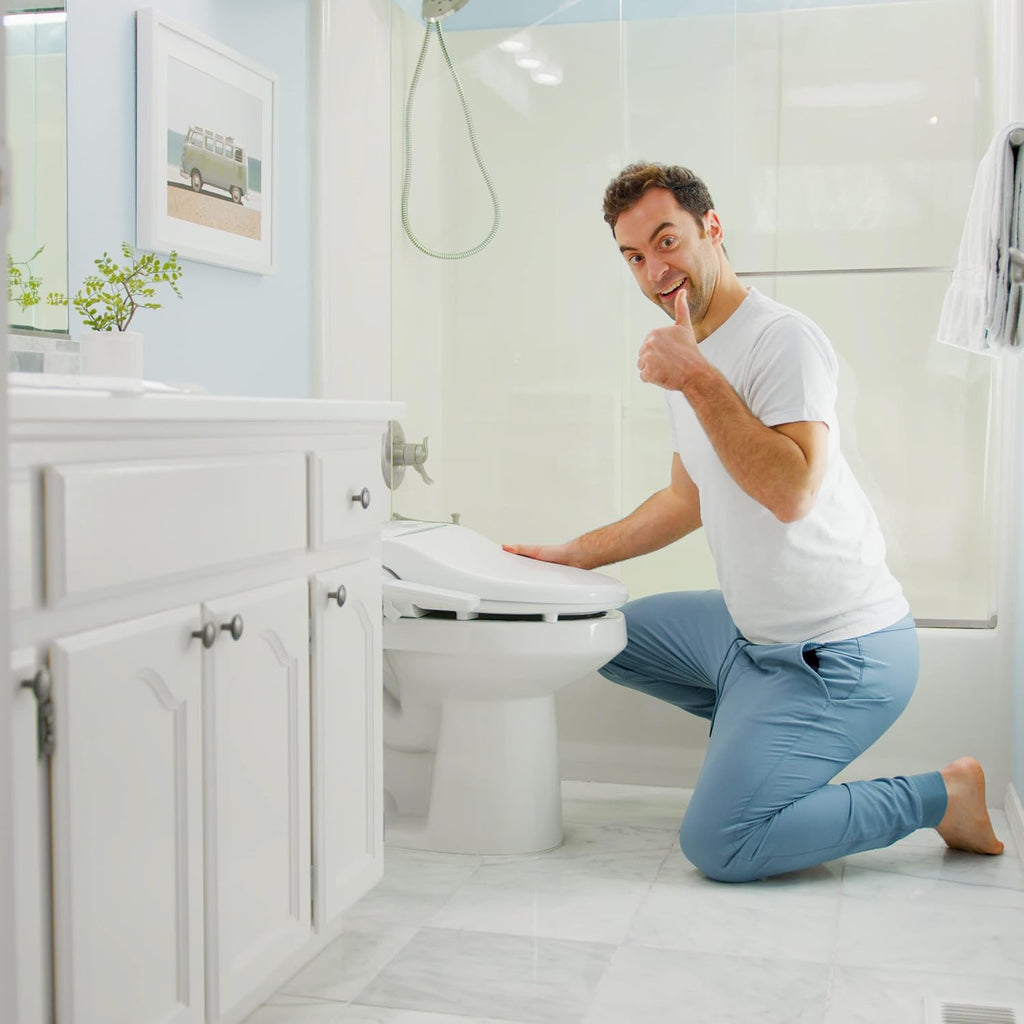 BidetMate 1000 Series Electric Smart Toilet Bidet Seat with Heated Water, Side Control Panel, and Warm Air Dryer - Self-Cleaning - Perfect for a Smart Home Kit - Round
