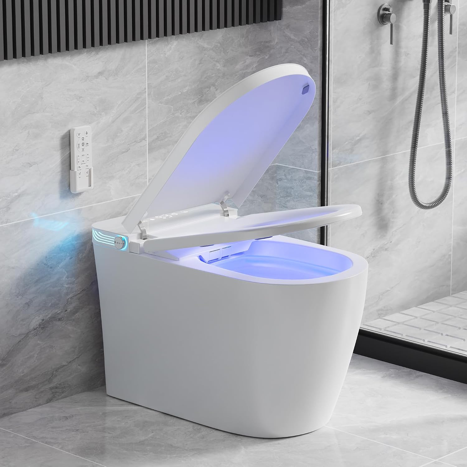 Smart Toilet with Bidet Built in, Elongated Toilet with Heated Seat, Dryer, Auto-Lift Lid, Soft Close, Electric Tankless Toilets for Bathroom with Auto Flush 1 GPF, MAP 1000g