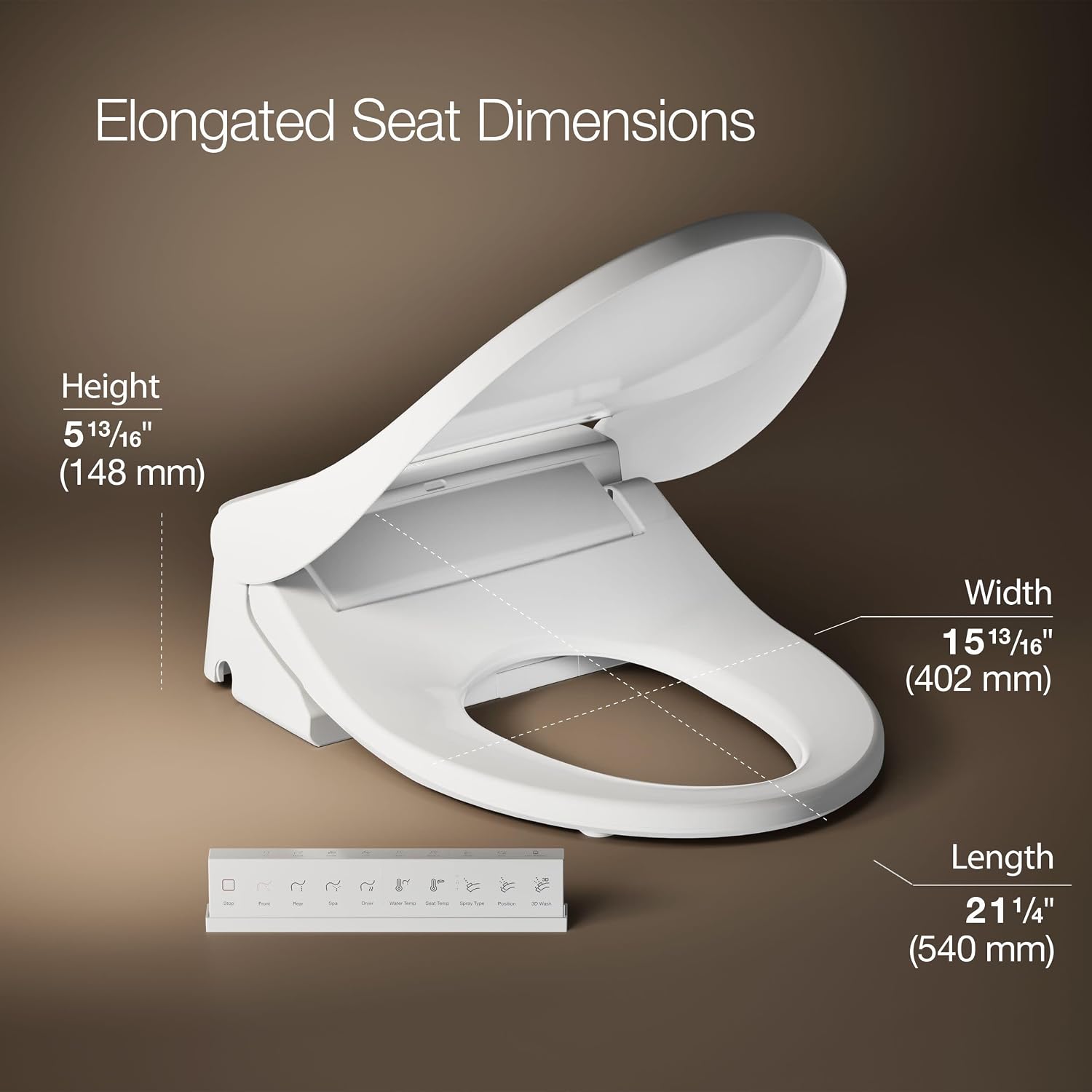 Kohler PureWash E880 Elongated Bidet Toilet Seat With Remote, Warm Water, Quiet-Close Lid Prevents Slamming, Easy Installation with Quick-Release, Self-Cleaning Wand, Adjustable Water Pressure
