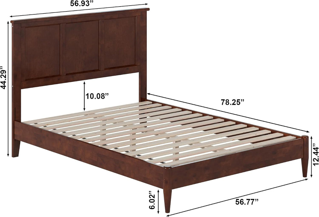 AFI, Charlotte Full Solid Wood Low Profile Platform Bed, Walnut