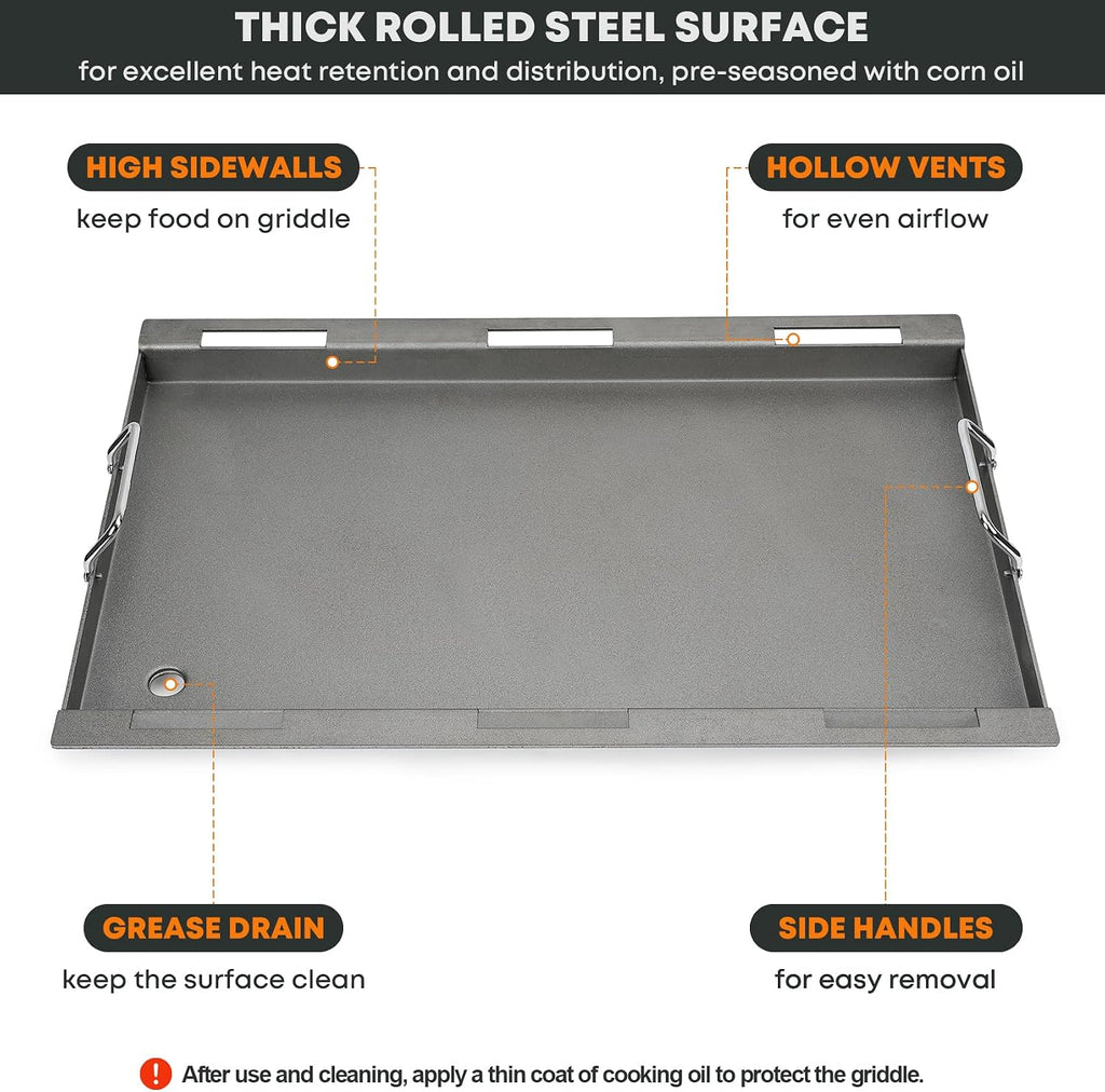 Stanbroil Flat Top Griddle with Manifold Kit, Grill Griddle Insert for Masterbuilt Gravity Series 1050 Digital Charcoal Grill and Smoker Combo MB20041220 MB20041320, Replacement for MB20181622
