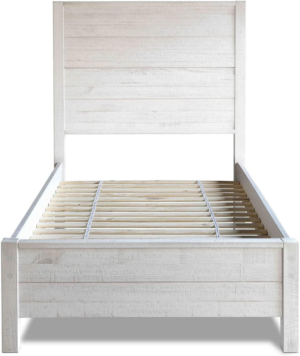 Grain Wood Furniture Montauk Solid Wood Bed, Twin Size, Rustic Off-White