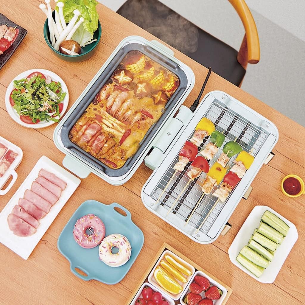 YYDS Hot Pot Hot Pot Roast Shabu Steaming Frying Non-Stick Pan Folding Electric Baking Tray Household Multi-Function Cooking Electric Grill (Color : A)