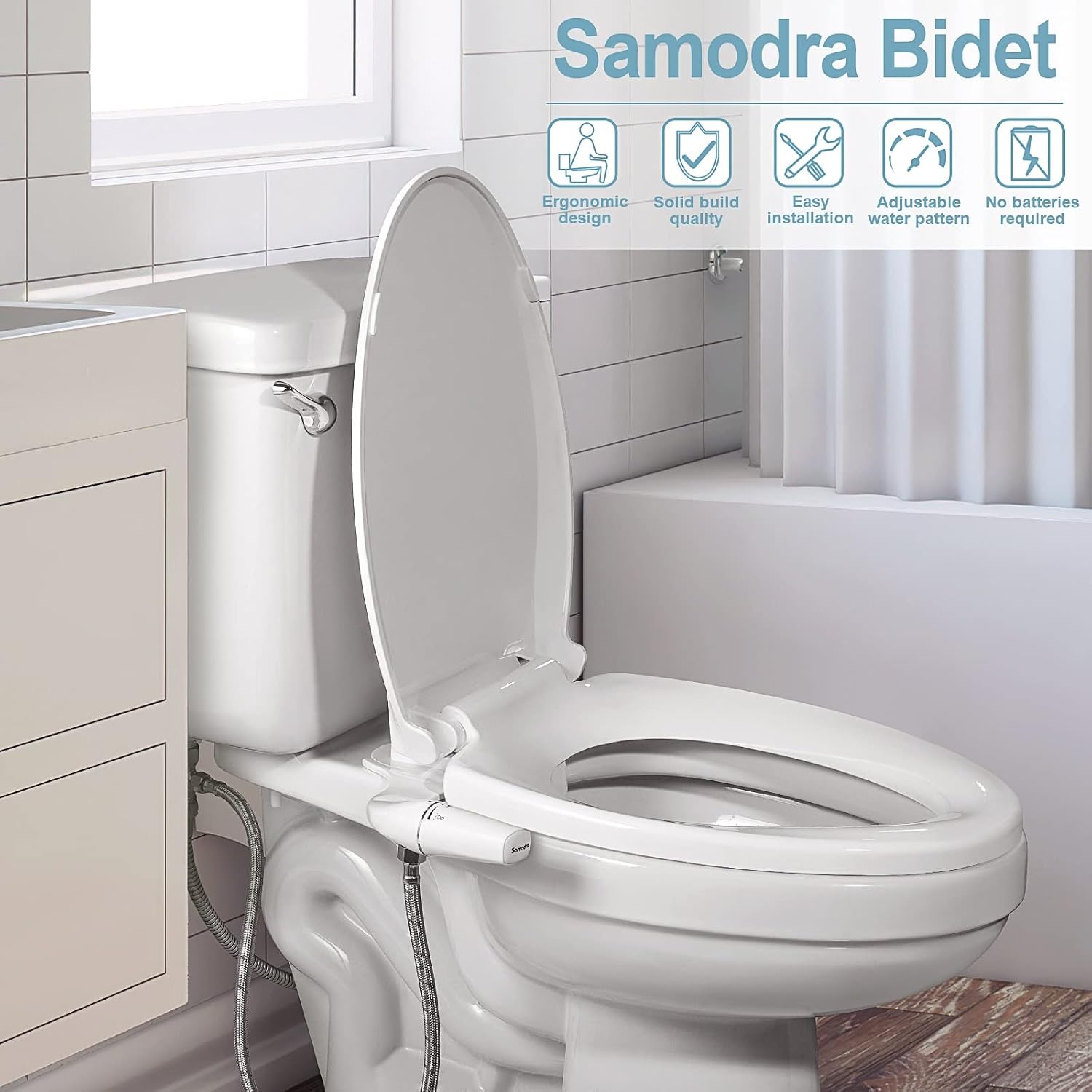 Non Electric Bidet Attachment for Toilet Seat Adjustable Water Pressure Nozzle Bidet Sprayer BBCBBZ