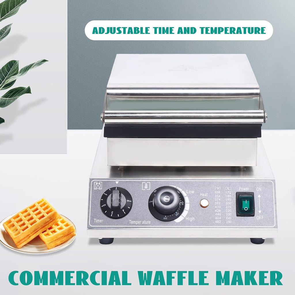 Waffle Making Machine, 110V 1500W Commercial Square Shaped Waffle Maker Electric Stainless Steel Rotatable Double-Head Heating Waffle Making for Tea Shops, Snack Bars (6 Grids 110V 1500W)