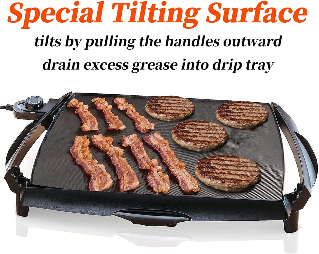 Electric Griddle Nonstick Extra Large - 16 Slices of French Toast at One Time, with Cool Touch, Temperature Control Griddles, Easy Cleaning, Black
