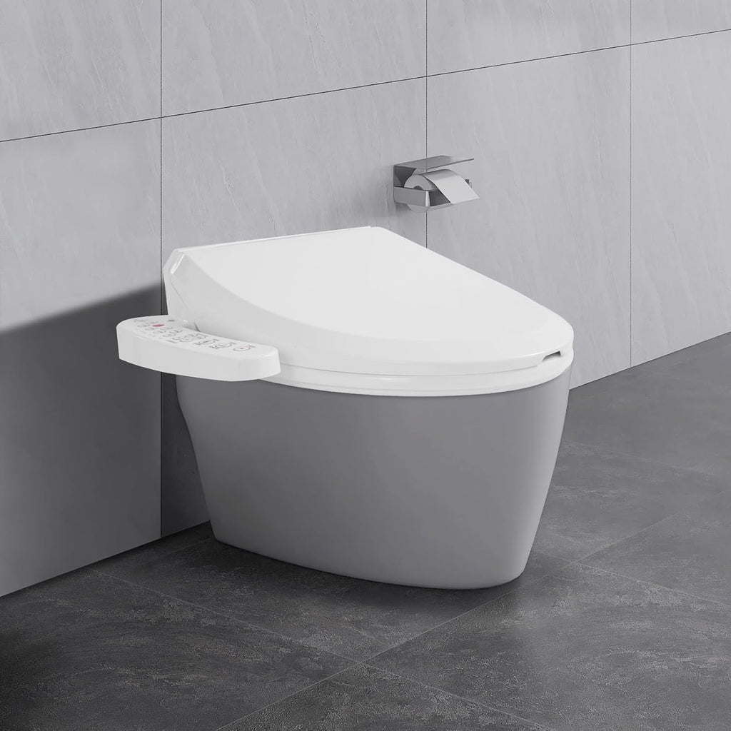 Bidet Toilet Seat, Electric Heated Toilet Seat with Intelligent Control Panel and Temperature Control, Smart Toilet Heated Seat with Massage Function & Night Light, Toilet Heated Seat for Home Bedroom