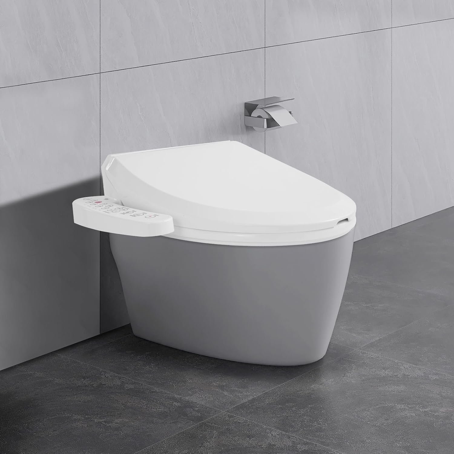Bidet Toilet Seat, Electric Heated Toilet Seat with Intelligent Control Panel and Temperature Control, Smart Toilet Heated Seat with Massage Function & Night Light, Toilet Heated Seat for Home Bedroom