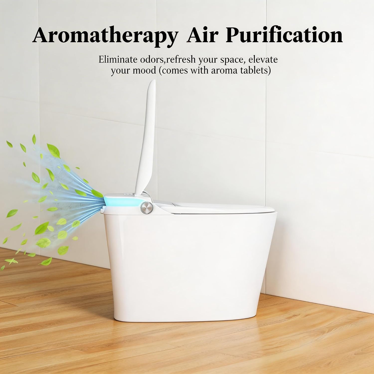 Smart Toilet with Bidet Built in, Tankless One Piece Toilets with Aromatherapy & Colorful Night Light, Bidet Toilet with Heated Seat, Soft Close, Dryer, Foot Sensor, Auto Lid&Seat