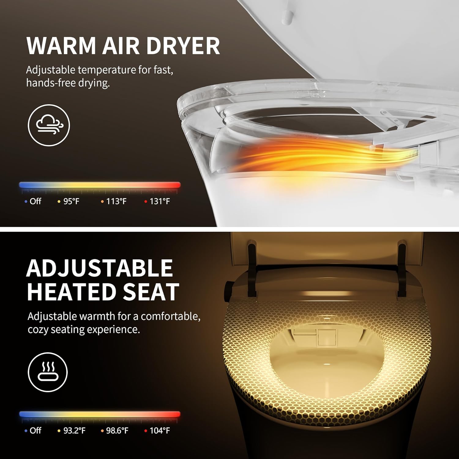 DeerValley Smart Toilet One Piece Tankless Toilets with Bidet Built in 1.28GPF Auto Flush Foot Kick Blackout Flush Warm Water and Air Dryer Heated Seat Remote Control 10' Rough-In Options - DV-1S0019R