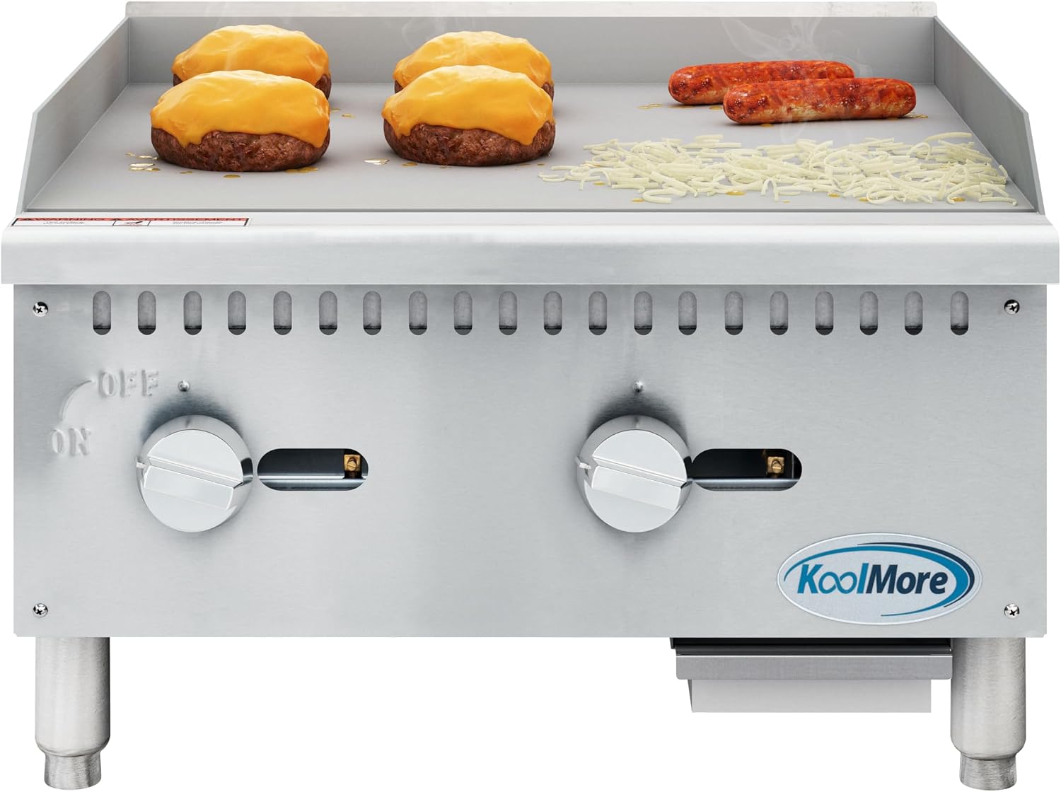 KoolMore 24 in. Natural Gas 2-Burner Griddle with 60,000 BTU in Stainless-Steel, ETL Listed (KM-GG2-24M)