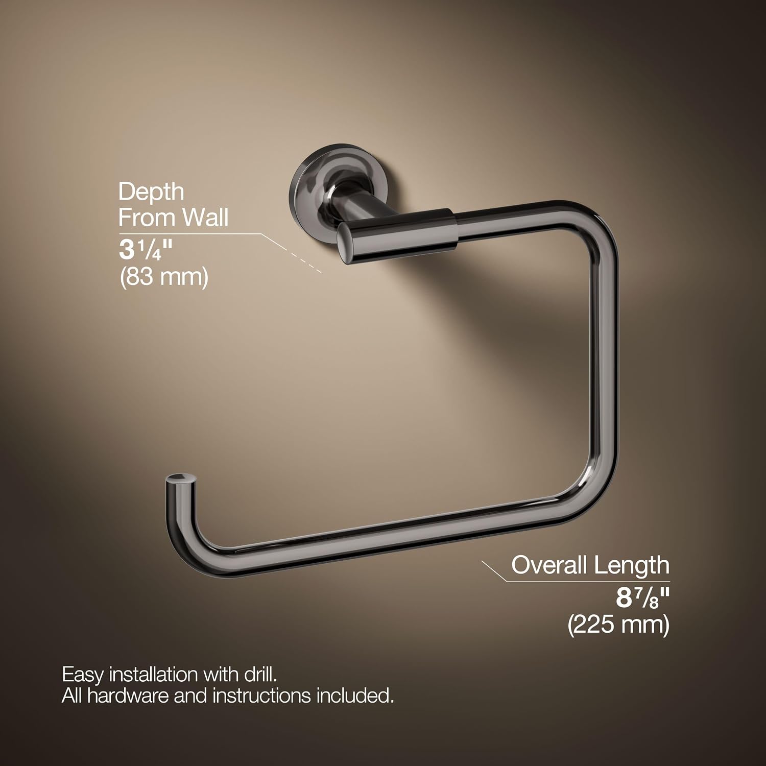 Kohler 14441-TT K-14441-TT Purist Towel Ring, Vibrant Titanium