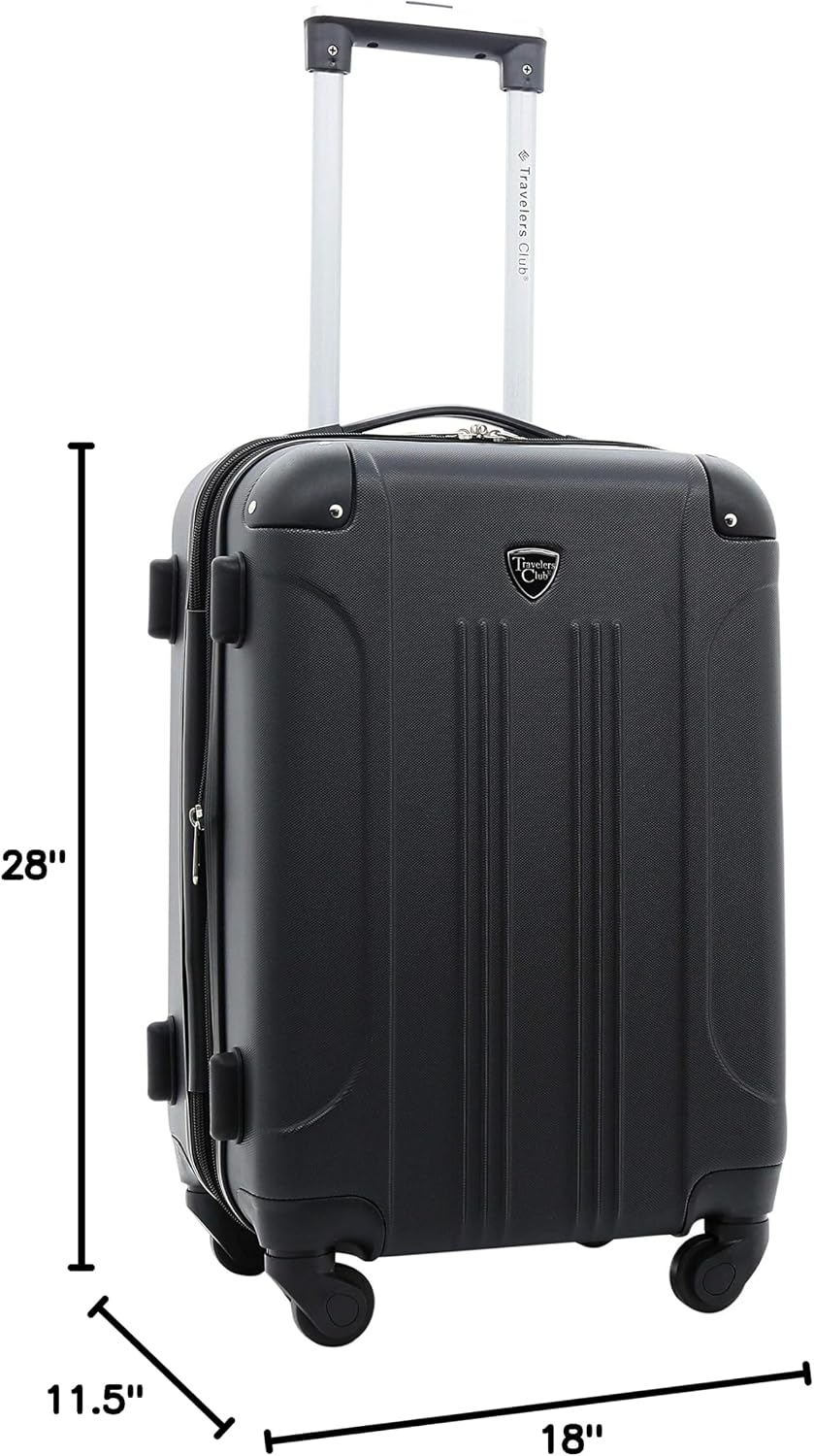 Travelers Club Chicago Hardside Expandable Spinner Luggage, Black, 5 Piece Set
