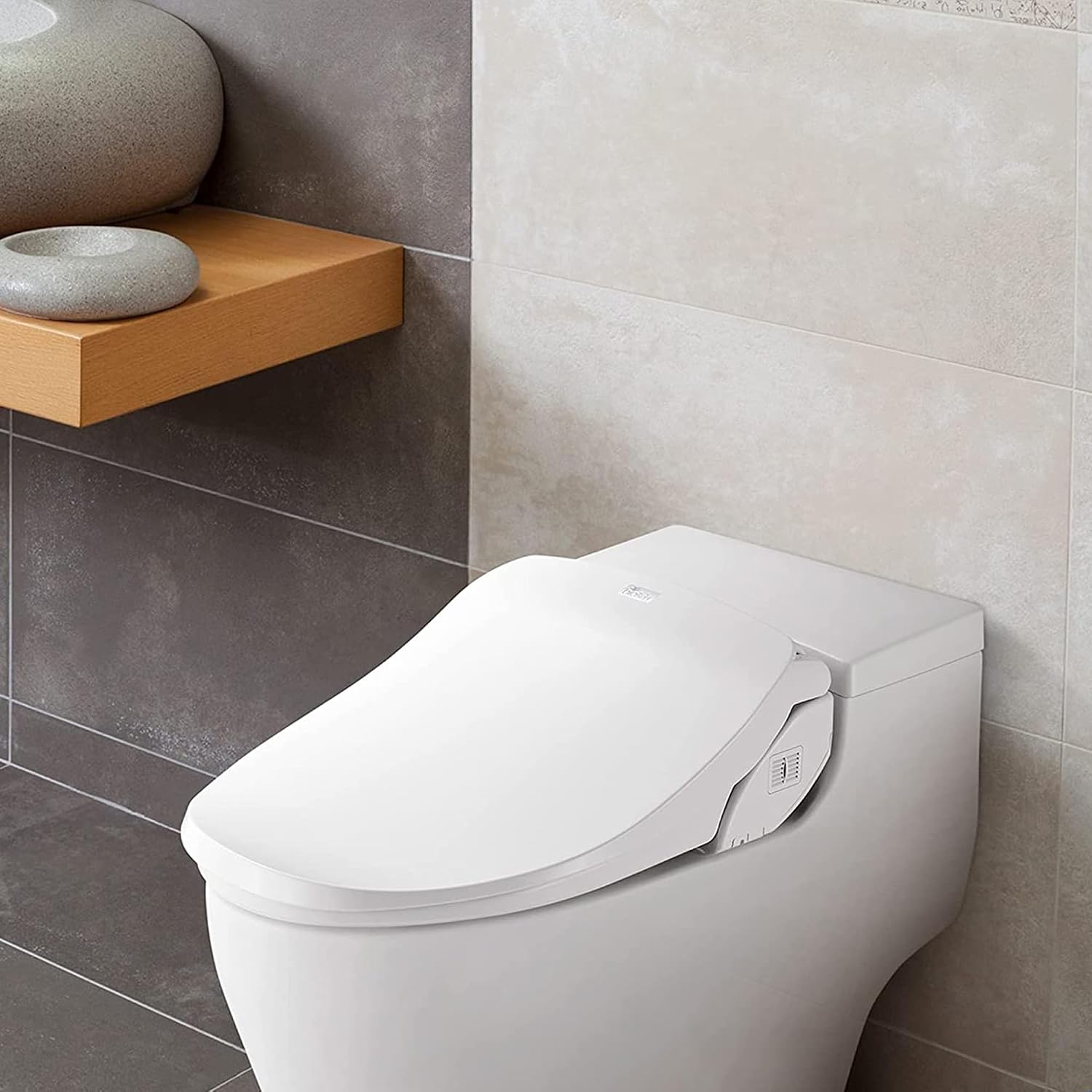 Bio Bidet Slim Two Electric Bidet Toilet Seat Round, Warm Water, Heated Seat, Night Light, Front and Rear Wash, Wireless Remote Control, White