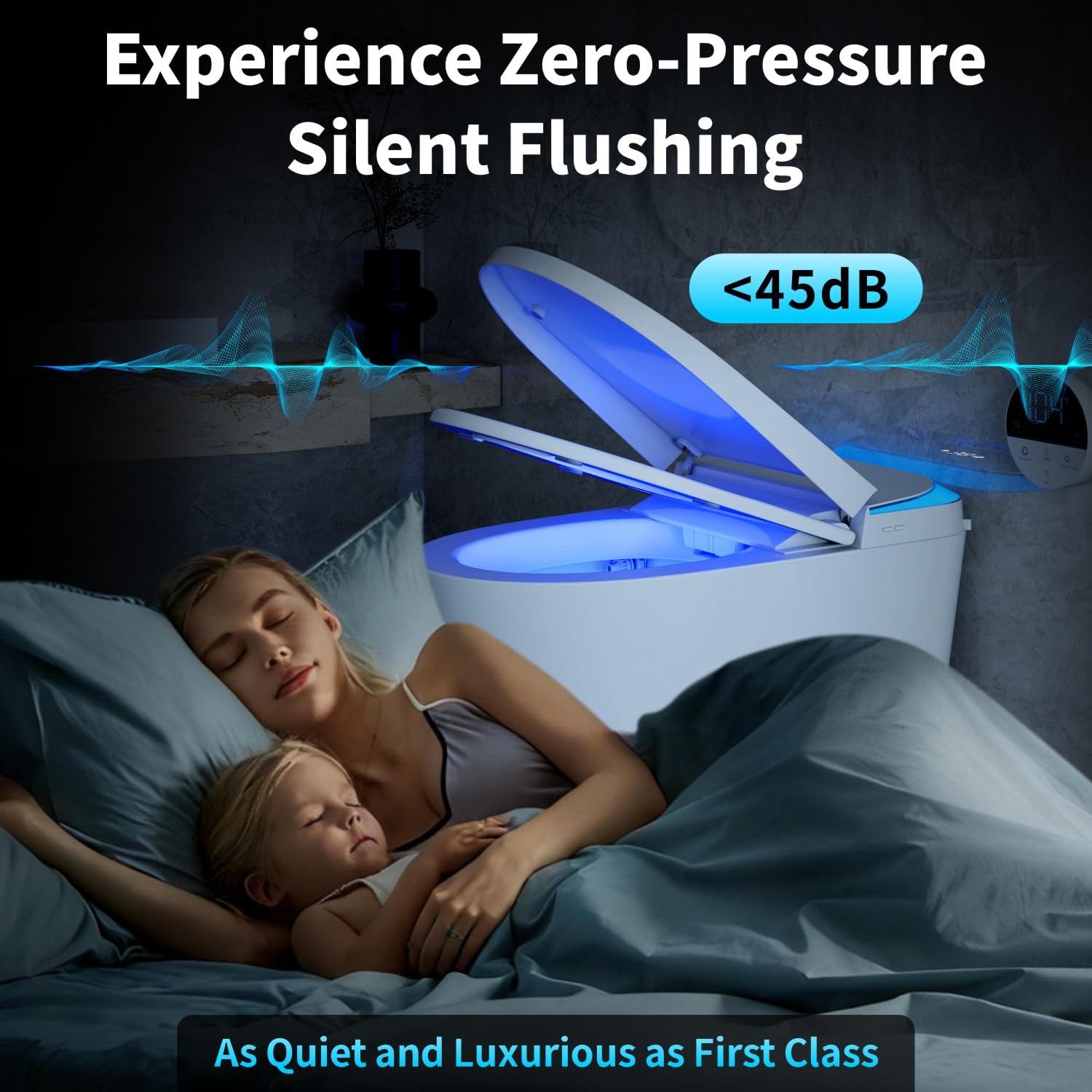 Smart Toilet with Powerful Flush, Auto Open/Close Lid, Foot Sensor,One Piece Toilet with Elongated Heated Seat,Foam Shield,Soft Close, Tankless Toilet with Fahrenheit Temp Display, Night Light.