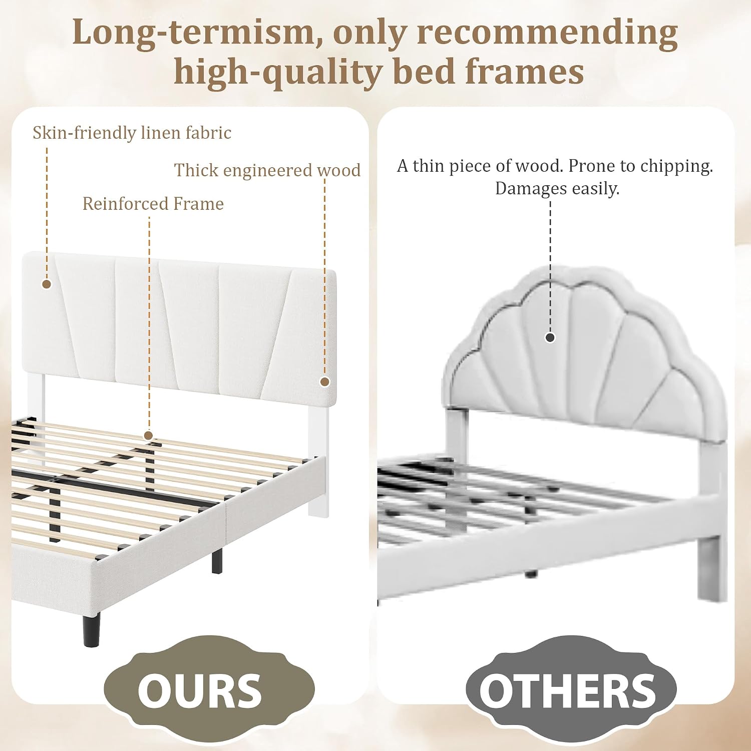 GarveeHome Full Size Bed Frame with Upholstered Headboard, Modern Fabric Platform Bed Frame with Wooden Slat Support, Adjustable Headboard, No Box Spring Needed, Noise-Free, for Bedroom
