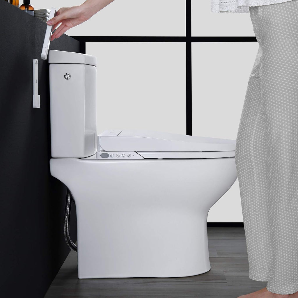 OVE Decors Wilma Smart Toilet with Integrated Bidet Seat, Heated Seat with Auto Flush and Warm Water and Multi Function Remote Control, White