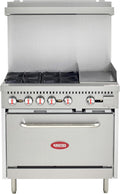 Kratos Commercial Gas Range, 36' Wide with 12' Griddle, 4 Burners, and 1 Standard Oven, Natural Gas (29Y-173-NAT)