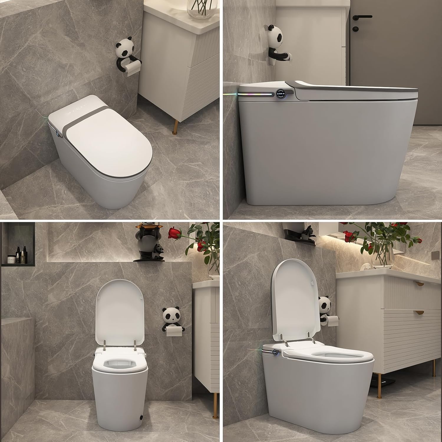 Smart Toilet with Bidet, Bidet Toilet, Modern Smart Toilets, Inteligente Japanese Toilet Seat,Toilet with Bidet Built in, Tankless Electric Toilet With Auto Open/Close Lid, Warm Water, Heated Seat
