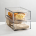 mDesign Plastic Stackable Bathroom Storage Organizer Bin with Pull Out Drawer for Cabinet, Vanity, Shelf, Cupboard, Cabinet, or Closet Organization - Lumiere Collection - 8 Pack - (Clear, 8 x 12 x 4)