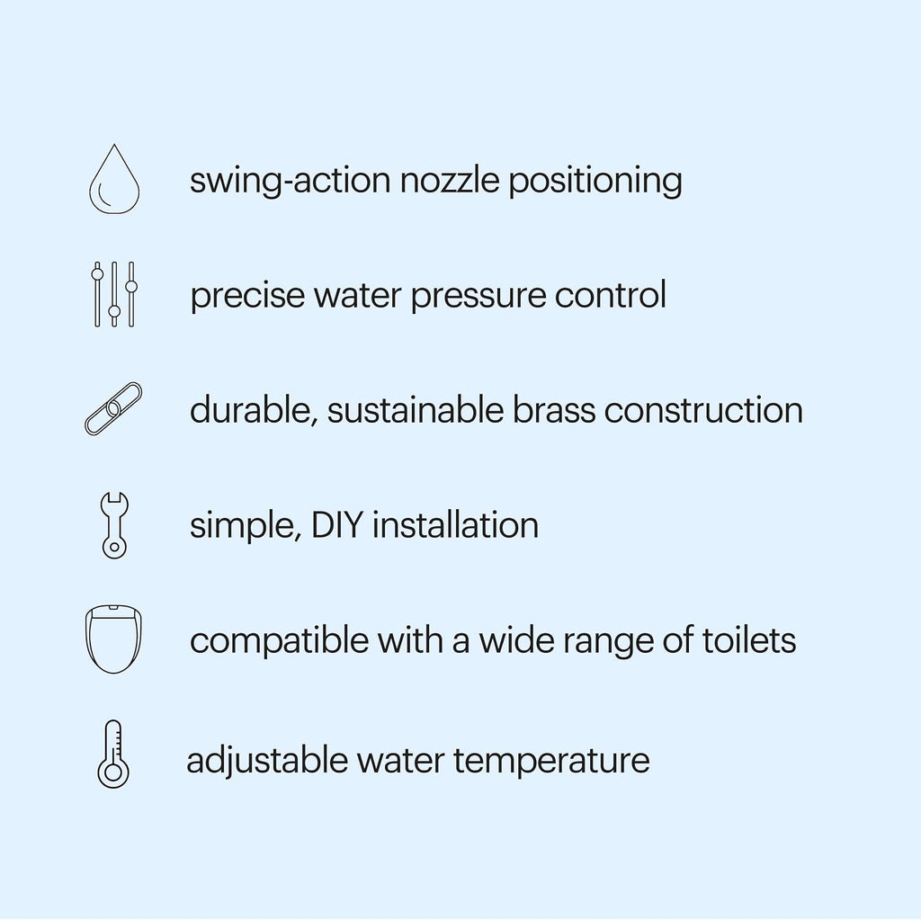 Brondell SMB-25 Side Mounted Manual Bidet Attachment for Toilet Seats with Adjustable Sprayer and Water Pressure, Thin Profile, Chrome (Dual Temperature), X-Large