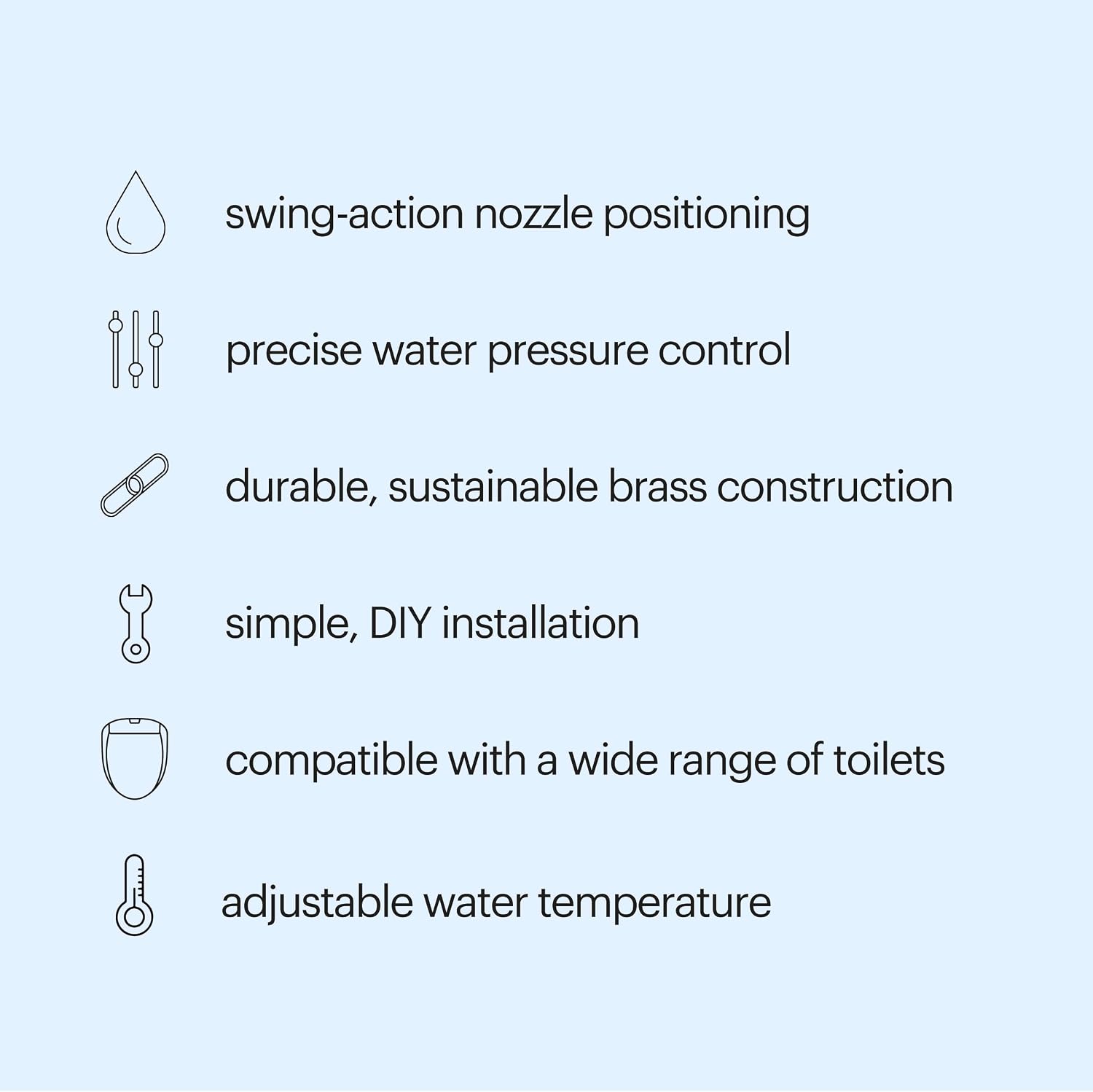 Brondell SMB-25 Side Mounted Manual Bidet Attachment for Toilet Seats with Adjustable Sprayer and Water Pressure, Thin Profile, Chrome (Dual Temperature), X-Large