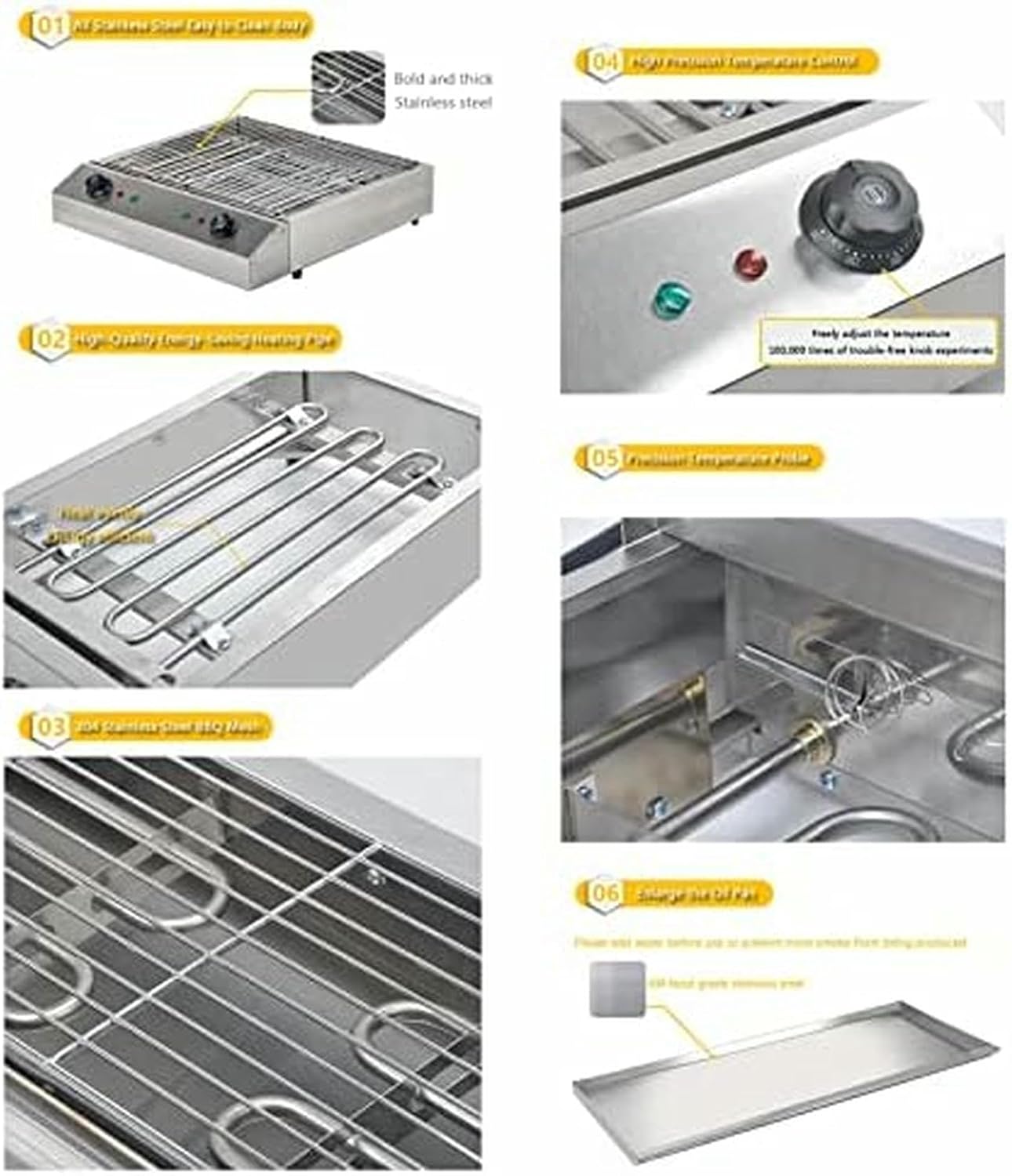 Electric Griddle, Smokeless Portable Grill for Indoor Cooking with Water Drip Tray & Temperature Control