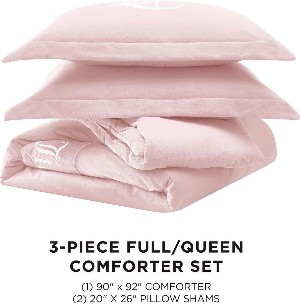 Juicy Couture - Comforter Set - Gothic Design Bedding - Full/Queen - 3 Piece Set Includes (1) 90' x 92' Comforter and (2) 20' x 26' Shams - Wrinkle Resistant - Premium Bedroom Decor - Marshmallow Pink