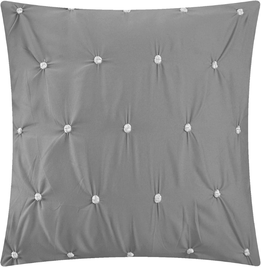Chic Home CS2125-AN Cheryl 10 Piece Comforter Set Complete Bed in a Bag Pleated Ruched Ruffled Bedding with Sheet Set, Grey, Queen