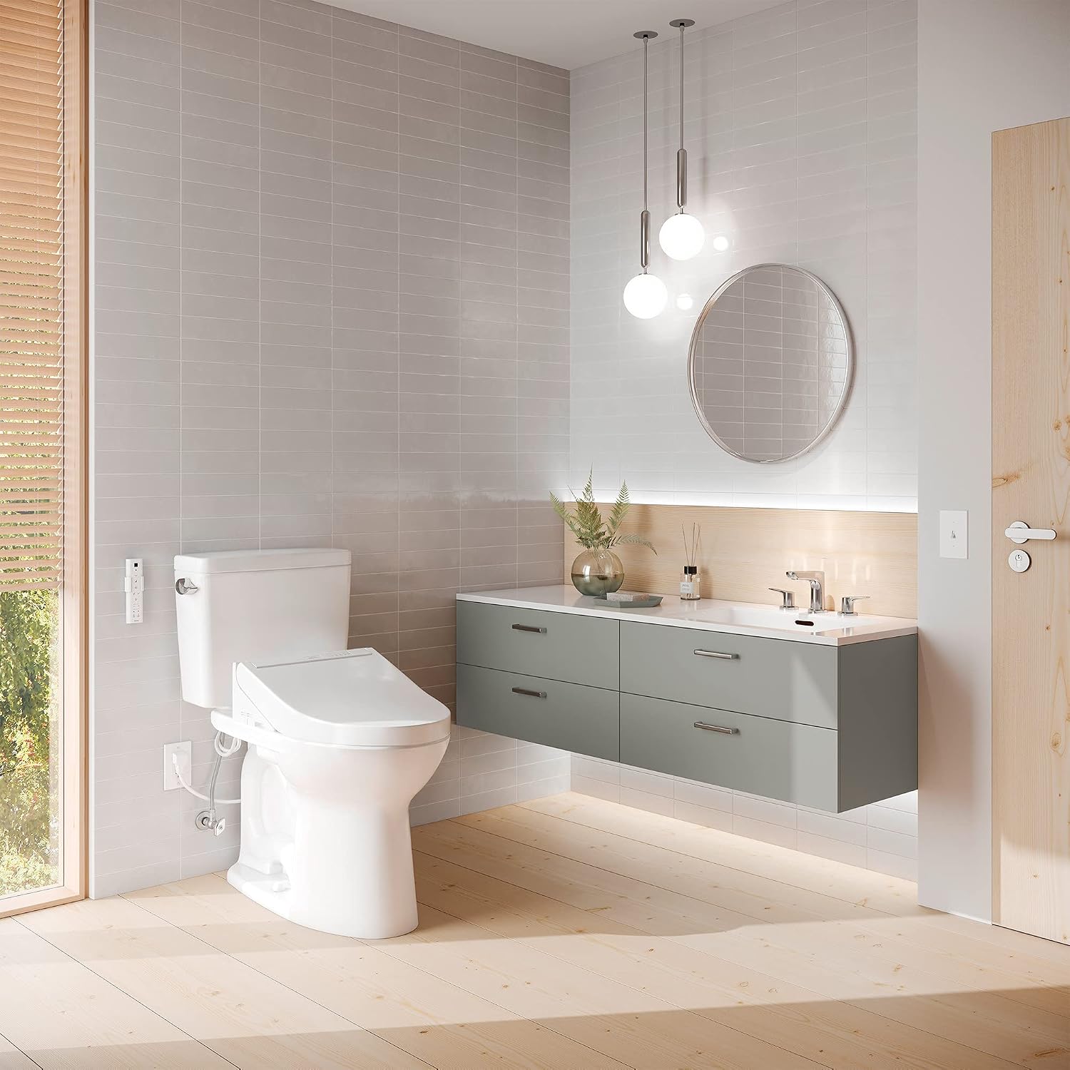 TOTO Drake WASHLET+ Two-Piece Elongated 1.6 GPF Universal Height TORNADO FLUSH Toilet with C5 Bidet Seat, 10 Inch Rough-In, Cotton White - MW7763084CSFG.10#01