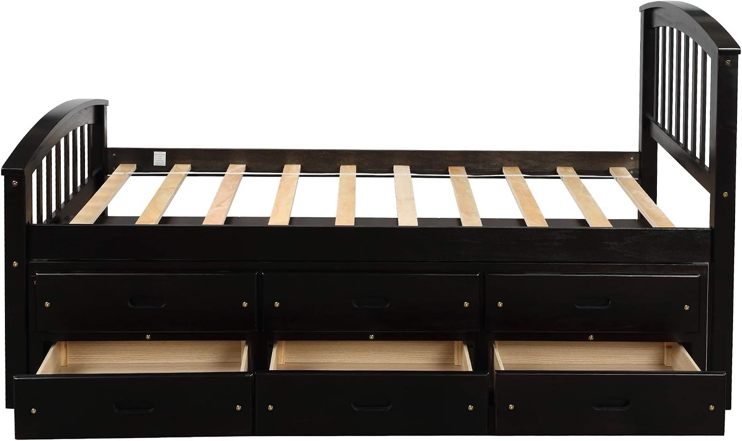 Merax Twin Size Platform Storage Bed Solid Wood Bed with 6 Drawers