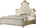 Acme Lucienne Velvet Upholstered Queen Bed with LED in Beige