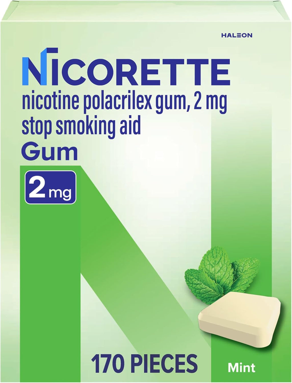 Nicorette 2mg Nicotine Gum to Quit Smoking - Mint Flavored Stop Smoking Aid, 170 Count (Pack of 9)