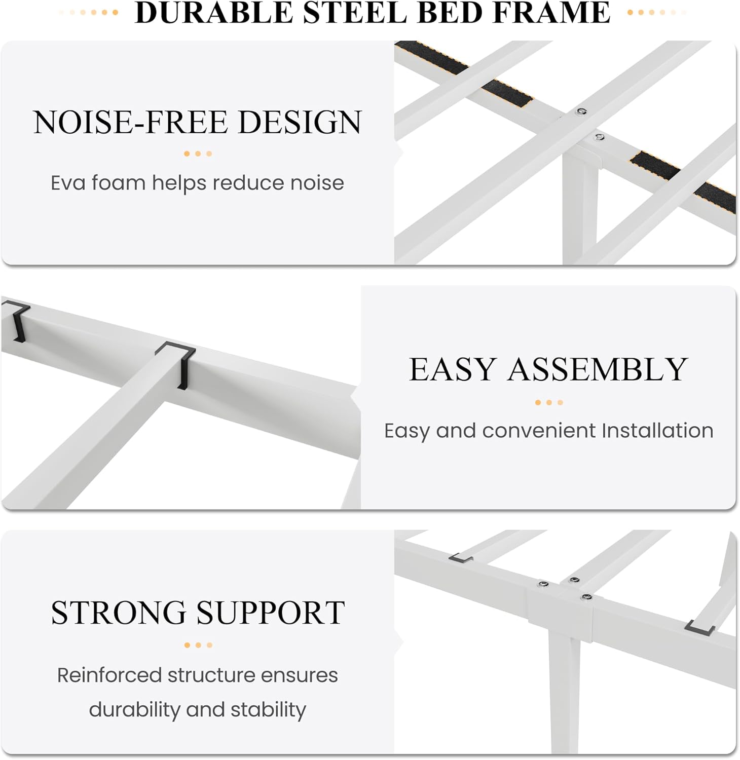 SHA CERLIN Queen Size Bed Frame with Headboard,Metal Bed Frame with Butterfly Pattern Design Headboard & Footboard,No Box Spring Needed,Easy Assembly,White
