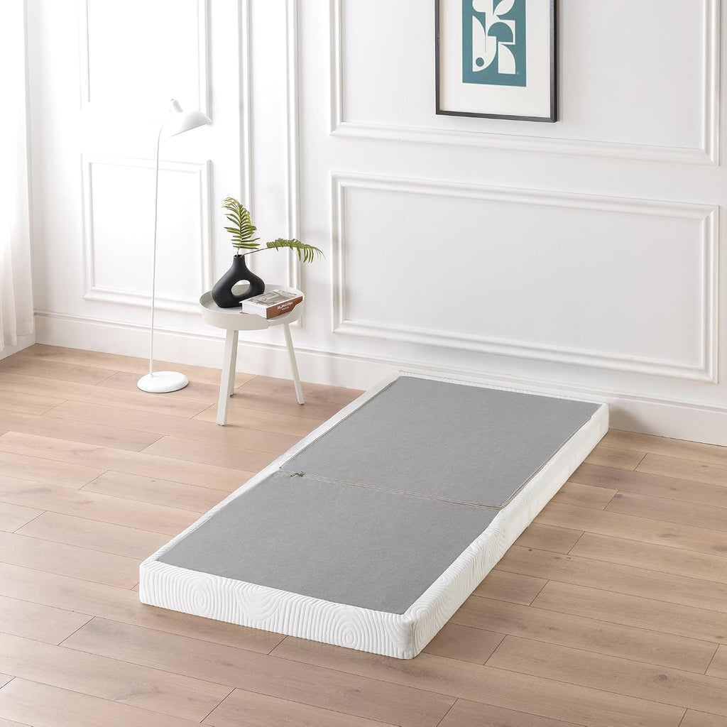 ZINUS No Assembly Metal Box Spring / 4 Inch Grey Mattress Foundation / Sturdy Metal Structure, Twin