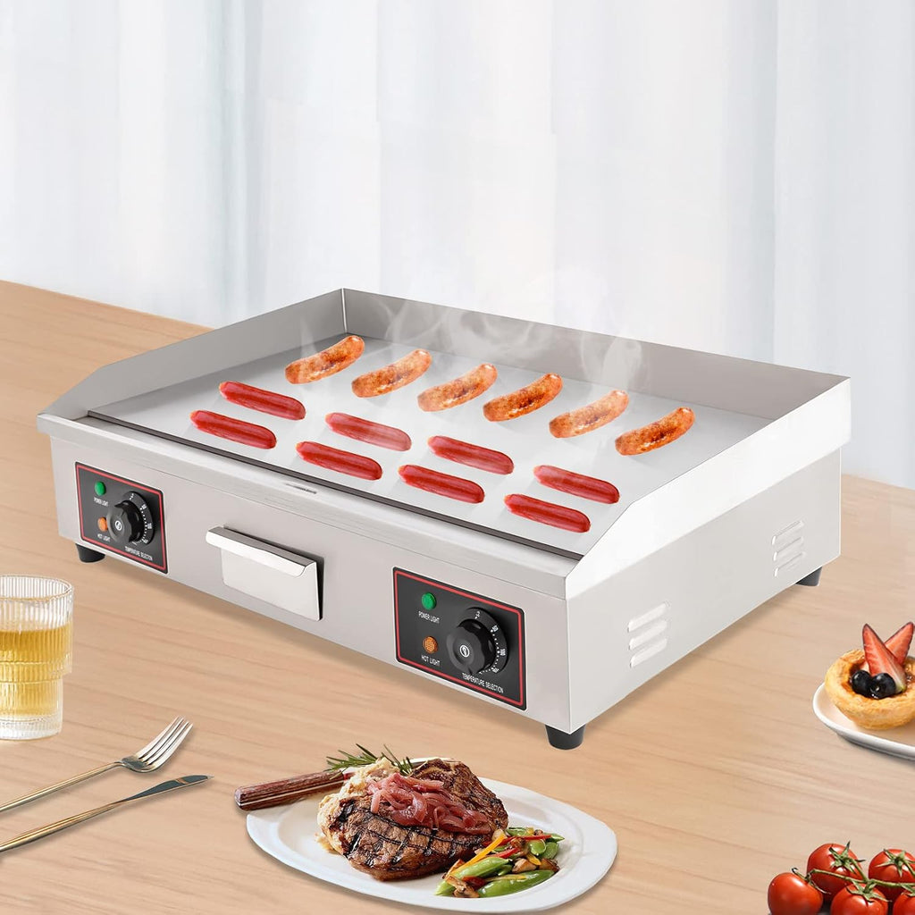 Commercial Electric Griddle, 29 in 3000W Stainless Steel Flat Top Grill with Adjustable Temperature (122°F-572°F), for Snack Stores, Restaurants, Canteens, Kitchen Countertop Use