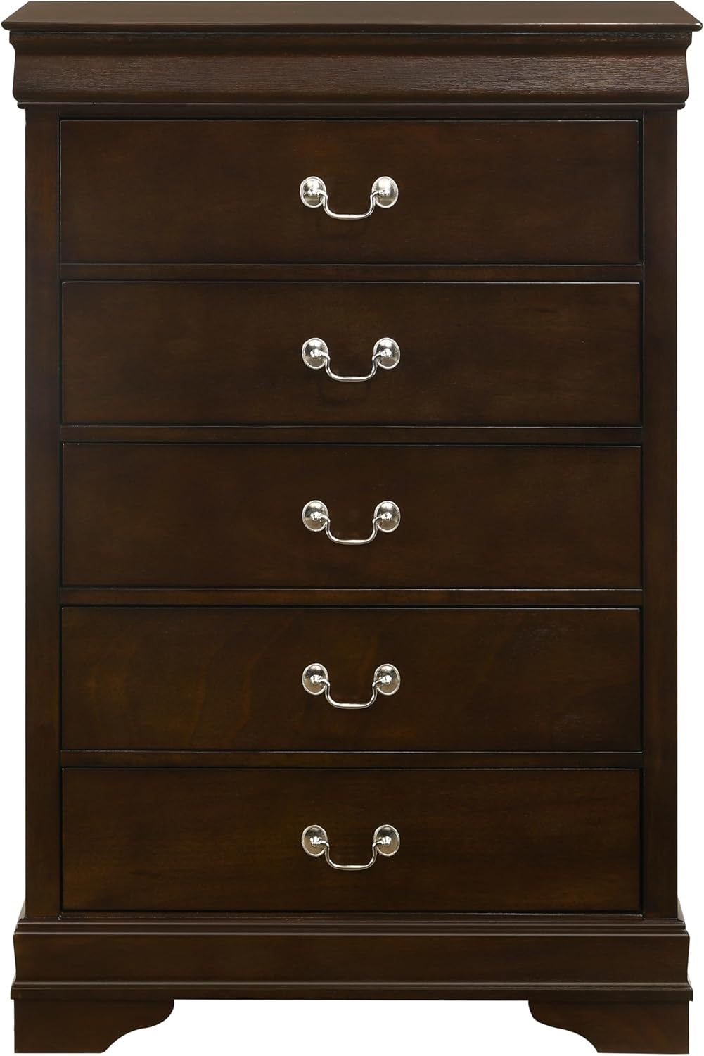 Coaster Home Furnishings Louis Philippe 5-piece Bedroom Set Eastern King Size Traditional Wooden Sleigh Bed Frame 47-Inch Panel Headboard Nightstand Dresser Mirror and Chest Brown 202411KE-S5