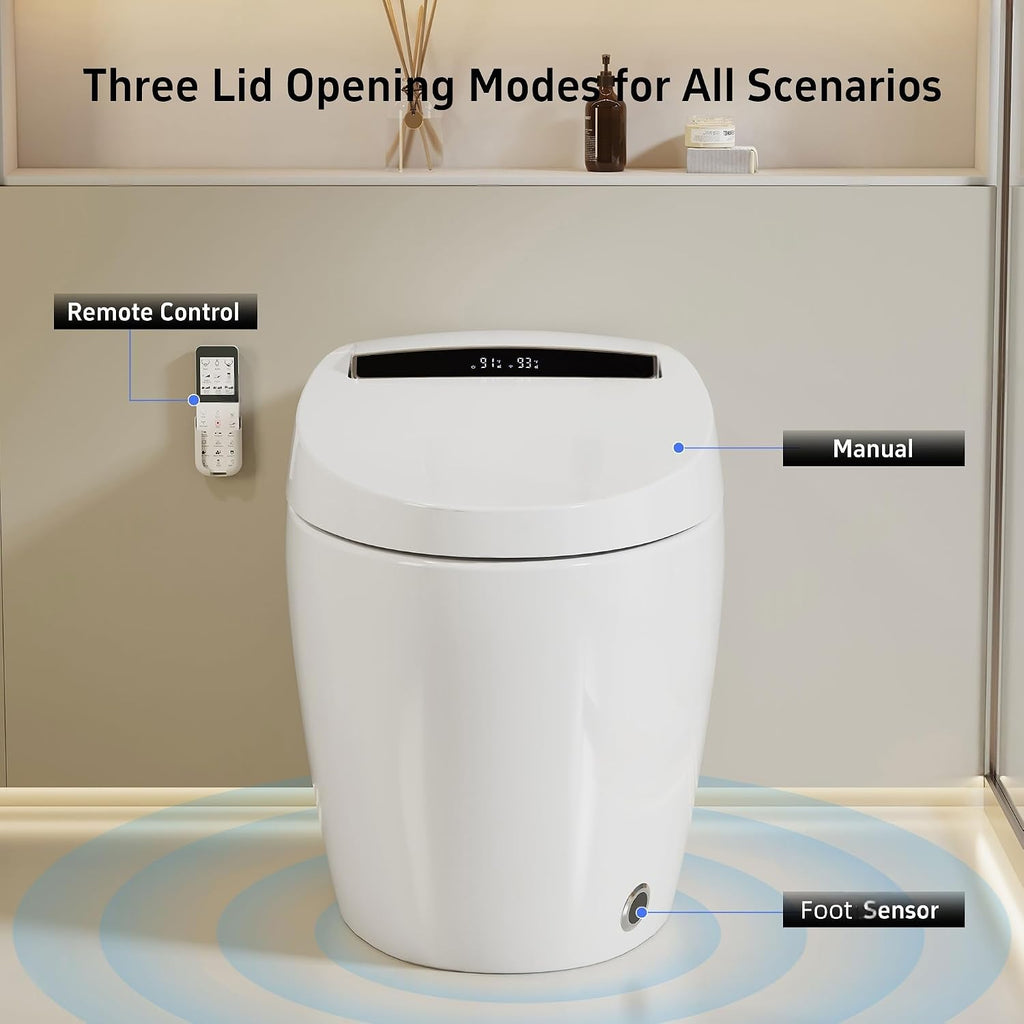 Smart Toilet With Built-in Heated Seat, Foot Sensor,LED Digital Display With Dual Temperature Display,An Integrated Bidet Toilet With A Warm Water Nozzle and Automatic Flushing