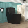 DeerValley One Piece Toilet Elongated 1.1/1.6 GPF Dual Flushing Toilets with 17' ADA Comfortable Chair Seat 12' Rough-In High-Efficiency Black Toilet DV-1F52636B
